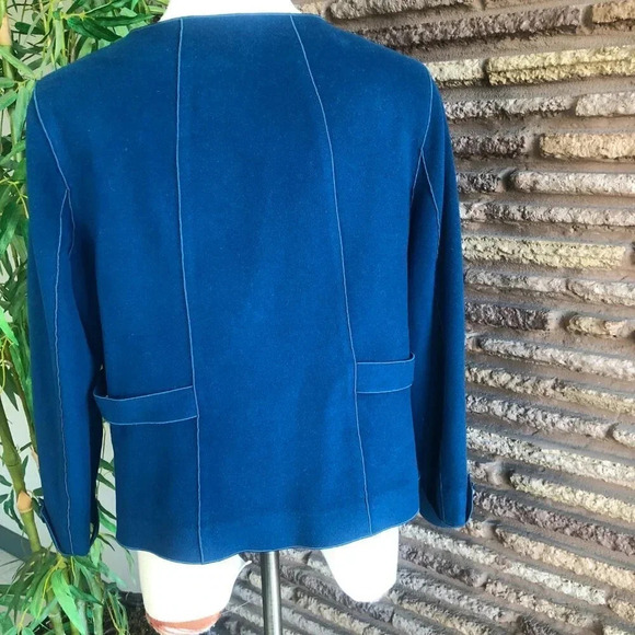 Doncaster Signature Teal Blue Wool Blend Double Breasted Jacket Size 14 - Picture 5 of 8